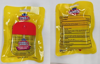 Label (Dubble Bubble Original Flavor Bubble Gum Hydrating Hand Sanitizer Compressed)